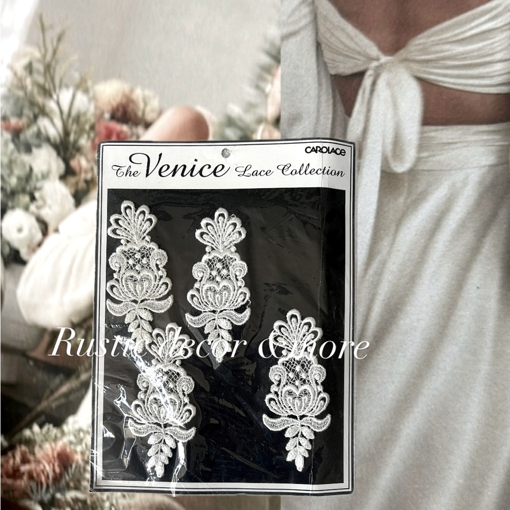 Bridal Vintage Appliqué Venice Ivory  Lace by, Carolace 
Set of 4 pc